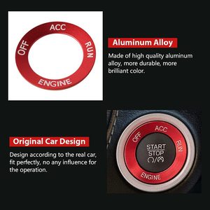 LECART Anneau de protection de bouton en alliage d'aluminium adhésif compatible Dodge Challenger RAM 1500 Accessoire intérieur - Product Image 5