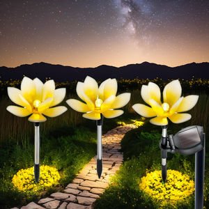 Lampu dekorasi taman tenaga surya berdiri 3 buah, patung pasak Lotus led lampu dekorasi taman - Product Image 6