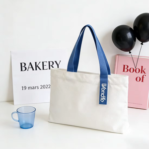 Bolsa <span class=keywords><strong>de</strong></span> Mano <span class=keywords><strong>de</strong></span> Lona con Cierre <span class=keywords><strong>de</strong></span> Botón, Portátil, Duradera, con Logotipo Personalizado Impreso, <span class=keywords><strong>para</strong></span> Compras <span class=keywords><strong>de</strong></span> Verano e Invierno - Product Image 1