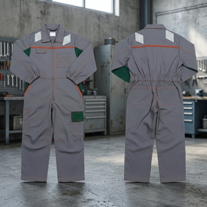 Combinaison de travail réfléchissante en polyester unisexe, fermeture éclair sur le devant, multi-poches, uniforme de sécurité pour les travaux d'ingénierie et de mécanique - Product Image 2
