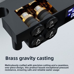 Set Doccia Bagno Nero Opaco con Display Digitale Temperatura Costante, Corpo Interamente in Rame - Product Image 2