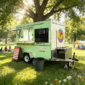 Commercial Outdoor Kiosk <b>Trailer</b> Mobile Fast Food Cart Anti Rust Stainless Steel Body - Product Image 1