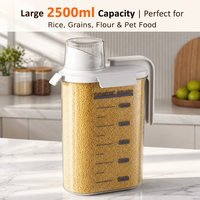 Conteneur de rangement pour cuisine personnalisé de 2500 ml, boîte de distribution de céréales en plastique hermétique avec double loquet et longue poignée
