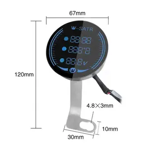 Jam tangan elektronik sepeda motor 3-In-1, pengukur suhu air penglihatan malam LED antiair 12V Tampilan Voltmeter termometer