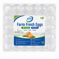 Barquette à œufs en plastique à 30 alvéoles, en PET de qualité alimentaire, transparente, avec couvercle intégré, empilable, antichoc, compatible MOBA/SANOVO, personnalisable