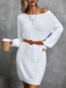 <span class=keywords><strong>Abito</strong></span> da donna <span class=keywords><strong>a</strong></span> maniche lunghe in maglia, con spalle scoperte, personalizzabile OEM - Product Image 3