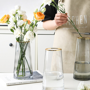 ديكور المنزل العصري مطلي بالذهب الحقيقي اسطوانة كريستال الزفاف يدوية بسيطة فاخرة حافة الذهب فازة الطاولة - Product Image 6