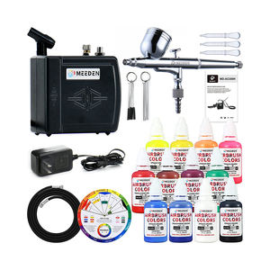 MEEDEN-kit de aerógrafo con pintura, 12 colores portátil con compresor de aire, 30ml, para pintar tatuajes - Product Image 6