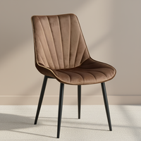 Chaise de salle à manger de luxe moderne écologique durable pour hôtel et restaurant, chaise de salle à manger en tissu velours capitonnée de style scandinave, marron gris