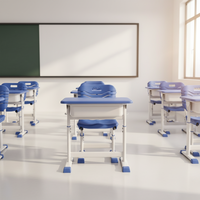 Ensemble de mobilier de classe : Chaise de bureau ergonomique réglable et table d'étude individuelle pour adulte