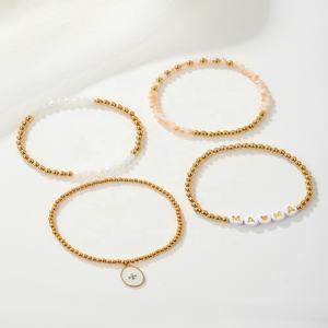 Braccialetto di perline in acciaio inossidabile con stile INS Design alfabeto in acciaio inossidabile che tiene <span class=keywords><strong>amore</strong></span> in <span class=keywords><strong>mano</strong></span> regalo di fascino bianco puro naturale - Product Image 5