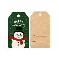 Étiquettes en papier personnalisables pour cadeaux de Noël, design vintage de dessins animés, étiquette suspendue pour emballage cadeau avec corde en chanvre