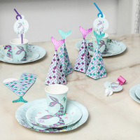Ensemble de vaisselle jetable en papier à thème sirène moderne DAMAI, non toxique, décoration de fête, fournitures pour fête d'enfants, assiettes, gobelets, serviettes