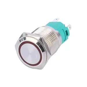 Ring Led Plat Head Harness 3A 5Pin Support customize 16mm Metal 1NO1NC Momentary Push Button Switch