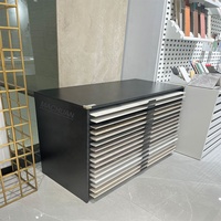 Großhandel Metallrahmen Push Pull Keramik fliesen Schubladen Vitrine Granit Stein Marmor Probe Schublade Fliesen Display für den Laden