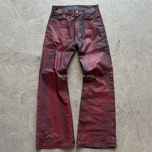 LOW MOW Jeans en denim enduit de cire Bootcut Jeans évasés enduits de cire Pantalones Hombre - Product Image 1