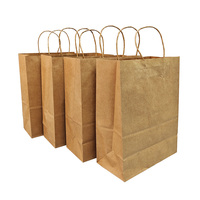 Sacs en papier à emporter avec poignées, logo personnalisé, sacs d'emballage en kraft pour la vente au détail, sacs à emporter pour restaurant