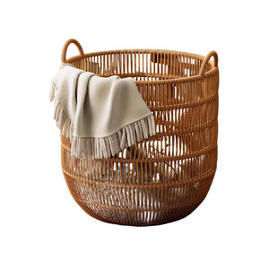 Cesta de lavandería de mimbre, cesta redonda lavable para ropa y toallas, uso doméstico - Product Image 5