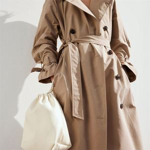 Gabardina de cuero de alta calidad a la moda personalizada, chaqueta cortavientos para mujer, abrigo antipolvo, cinturón de estilo largo, moda para mujer - Product Image 2