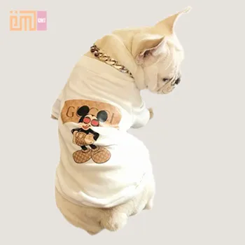 Fábrica OEM Atacado Moda Pug Bulldog Verão Pano de Algodão Roupa Do Cão de Estimação