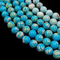Perles en pierre naturelle 4mm 6mm 8mm 10mm 12mm, pierres de régaliite bleue véritable de haute qualité, turquoise, jaspe impérial pour bijoux