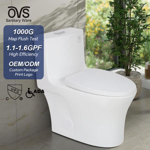 OVS UPC 1.1gpf Inodoro de estilo norteamericano ahorrador de agua Sifón de doble descarga Inodoro de una pieza alargado de lujo para el mercado americano - Product Image 1