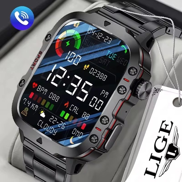 Lige Bw0667 2026 Outdoor Mens Smartwatch Blue Tooth Call Sport Heart Rate Monitor Ip68 Waterproof Smart Watches for Android Ios
