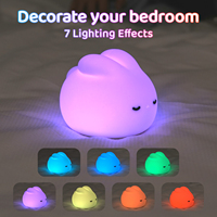 Lampe de nuit intelligente pour bébé, en silicone souple, à changement de couleur LED rechargeable, décoration de salon, lapin mignon RGB