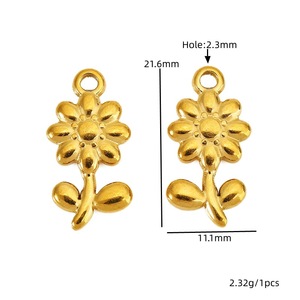 Colgante de acero inoxidable chapado en oro de 18 quilates con diseño de escarabajo, cacahuete y margarita, accesorios de joyería para bricolaje, para collares y pulseras - Product Image 3
