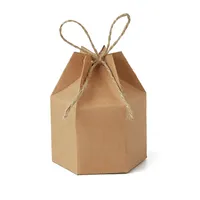 Hexagon Brown Kraft Favor Box Honey Tea Packaging Gift Boxes Rope Closure