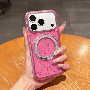 Luxury Glitter Magnetic Holder clear Mobile Phone Case for iPhone 17 16 15 14 Pro Max Stand Bracket Cases Sturdy Tpu Back Cover - Product Image 1