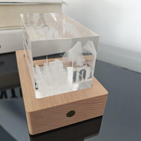 Cube en cristal K9 vierge de 6*6*10 cm avec base lumineuse LED en bois, bloc de cristal à gravure 3D intérieure, cadeau personnalisé, veilleuse de table