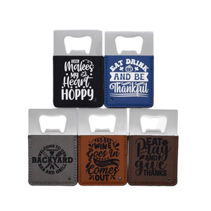 Ouvre-bouteilles en acier inoxydable avec étui en cuir PU, forme rectangulaire, style porte-clés portable pour bar et grillades - Product Image 2