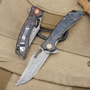 GT-DM026 Coltello Pieghevole Personalizzabile in Acciaio Damasco con Manico in Fibra di Carbonio Coltello Tattico - Product Image 3