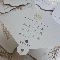 Carte de menu personnalisée en forme d'éventail, thème féerique, pour mariage ou Noël, impression recto-verso, avec pompon, invitation de table de haute qualité