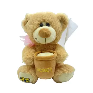 ओम गंध कस्टम भूरे रंग के टेडी भालू प्लश खिलौने सपने लाइट नरम भालू गुड़िया कढ़ाई भरा हुआ भालू बच्चों के लिए