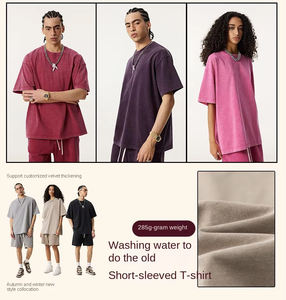 T-shirt MAKITAPE pour homme en coton lavé rétro à manches raglan surdimensionné de marque américaine d'été S2588 285G - Product Image 3