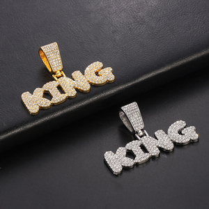 NL2131 Hip Hop <span class=keywords><strong>King</strong></span> Colgante Kolye <span class=keywords><strong>Moda</strong></span> Rapci Taki Rock Buzlu Parlak Kolye - Product Image 2