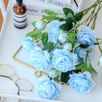 Fabricant de fleurs artificielles, vente directe, pivoine à trois têtes européenne, fleurs artificielles pour la décoration de la maison et des mariages