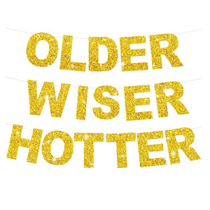 Older Wiser Hotter Glitter Banner Funny <strong>Birthday</strong> Banner for Women <strong>30th</strong> 40th 50th 60th 70th 80th <strong>Birthday</strong> Party <strong>Decorations</strong> - Product Image 3