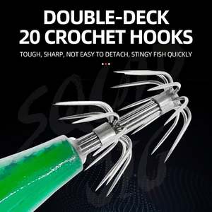 Topline Glow Squid Jig Hook Appât <span class=keywords><strong>de</strong></span> pêche en eau salée, appât artificiel en forme d'œuf, crevettes en bois, leurres <span class=keywords><strong>de</strong></span> pêche en mer, poulpe, <span class=keywords><strong>seiche</strong></span>, calmar - Product Image 4