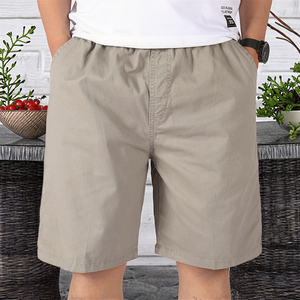 Summer 100% Cotton Breathable Nonwoven <b>Knee</b> Length Solid Mid Waist Loose Fit Casual Men's Eco-Friendly Sports Shorts OEM Service - Product Image 3