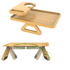 Plateau de repose-bras de canapé en bois de bambou, double couche, support de téléphone et rangement pour gobelets, pour usage domestique, en bois massif, position centrale S878 - Product Image 2