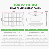 SUNSUN Wasserdichtes 100W HPBC ETFE Integrierte Laminierung 26% effizientes tragbares faltbares Solar panel USB/Typ C Ausgang für den Außenbereich
