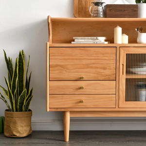 Buffets en bois massif <span class=keywords><strong>Buffet</strong></span> moderne en bois avec <span class=keywords><strong>porte</strong></span> <span class=keywords><strong>coulissante</strong></span> et tiroir Armoire de rangement en bois de pin <span class=keywords><strong>Buffet</strong></span> pour salle à manger - Product Image 4