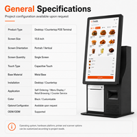 Kiosque en libre-service commercial de 15,6 pouces avec écran tactile interactif Android, distributeur de billets pour hôtel, cinéma, hôpital