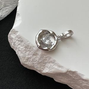 Italian <b>French</b> Retro Simple Medieval <b>Vintage</b> S925 Sterling Silver Pendant Accessory Irregular Heart Design with Rose Gold Finish - Product Image 2