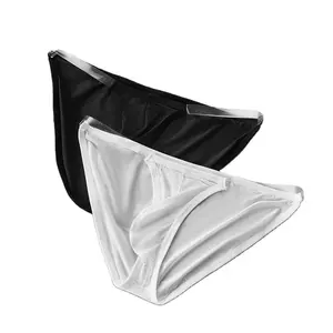 Men's Transparent Thin Ice Silk Single Layer U Convex Low Waist Breathable Sports Sexy Briefs Underwear