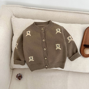 Ensemble de vêtements coréens pour enfants, collection garçons 2026, nouvelle mode automne, <span class=keywords><strong>cardigan</strong></span> tricoté brodé ours dessin animé, hiver élégant et mignon - Product Image 6