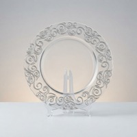 Assiettes de présentation de luxe en verre, bord doré, transparentes, roses, blanches, à bords ondulés, décoratives, pour mariages et banquets, vente en gros